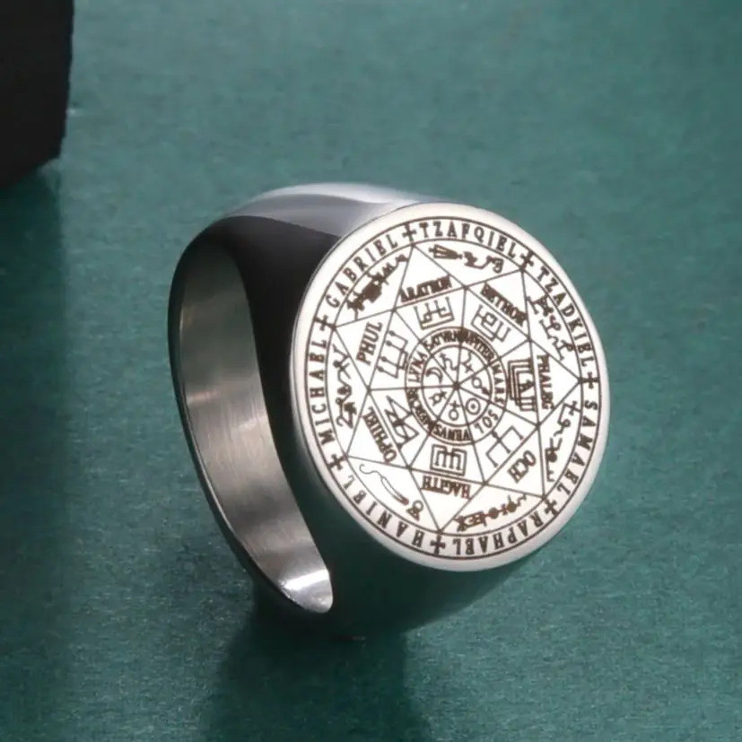 Dawapara Secret of Universe Solomon Ring for Men Gabriel Jofiel Thavael Azrael Michael The Seven Archangels Stainless St