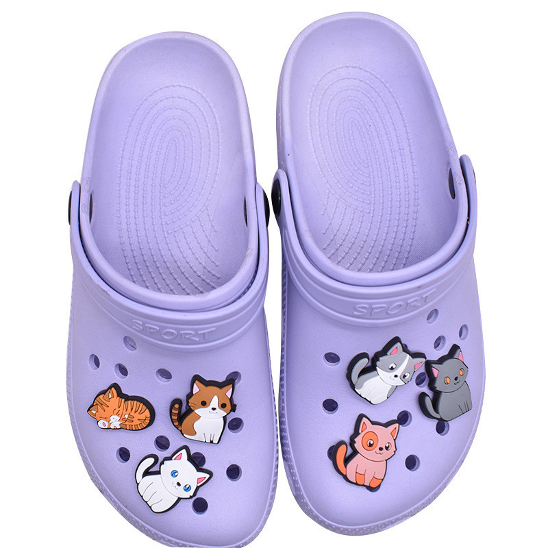 Croc Jibz สัตว์แมวน่ารักการ์ตูน Panda DIY Charms Pins PVC Clog สําหรับรองเท้า Crocs Charms