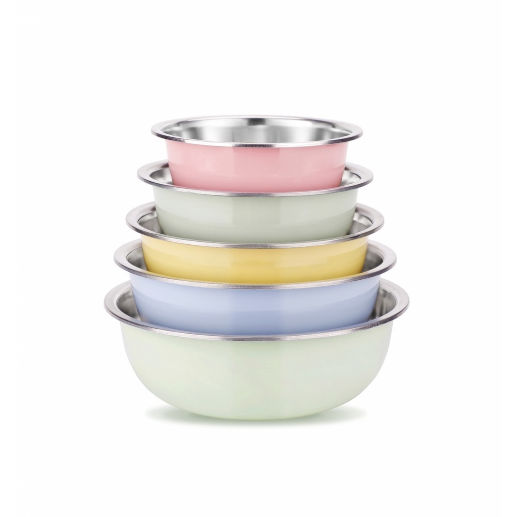 P&P_chic shop SANE ชุดกะละมังสเตนเลส 5 ใบ คละสี DUBUO