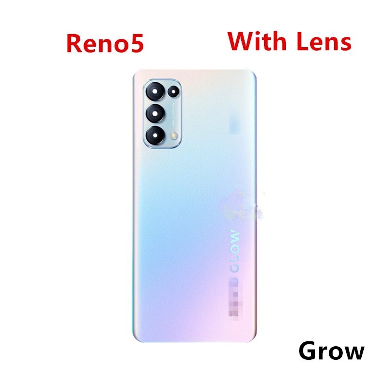 Reno5 สําหรับ OPPO Reno 5 4G 5G พลาสติกแบตเตอรี่ฝาหลังซ่อมเปลี่ยนประตูด้านหลังกรณี + โลโก้กล้องเลนส์กาว - รูปที่ 2
