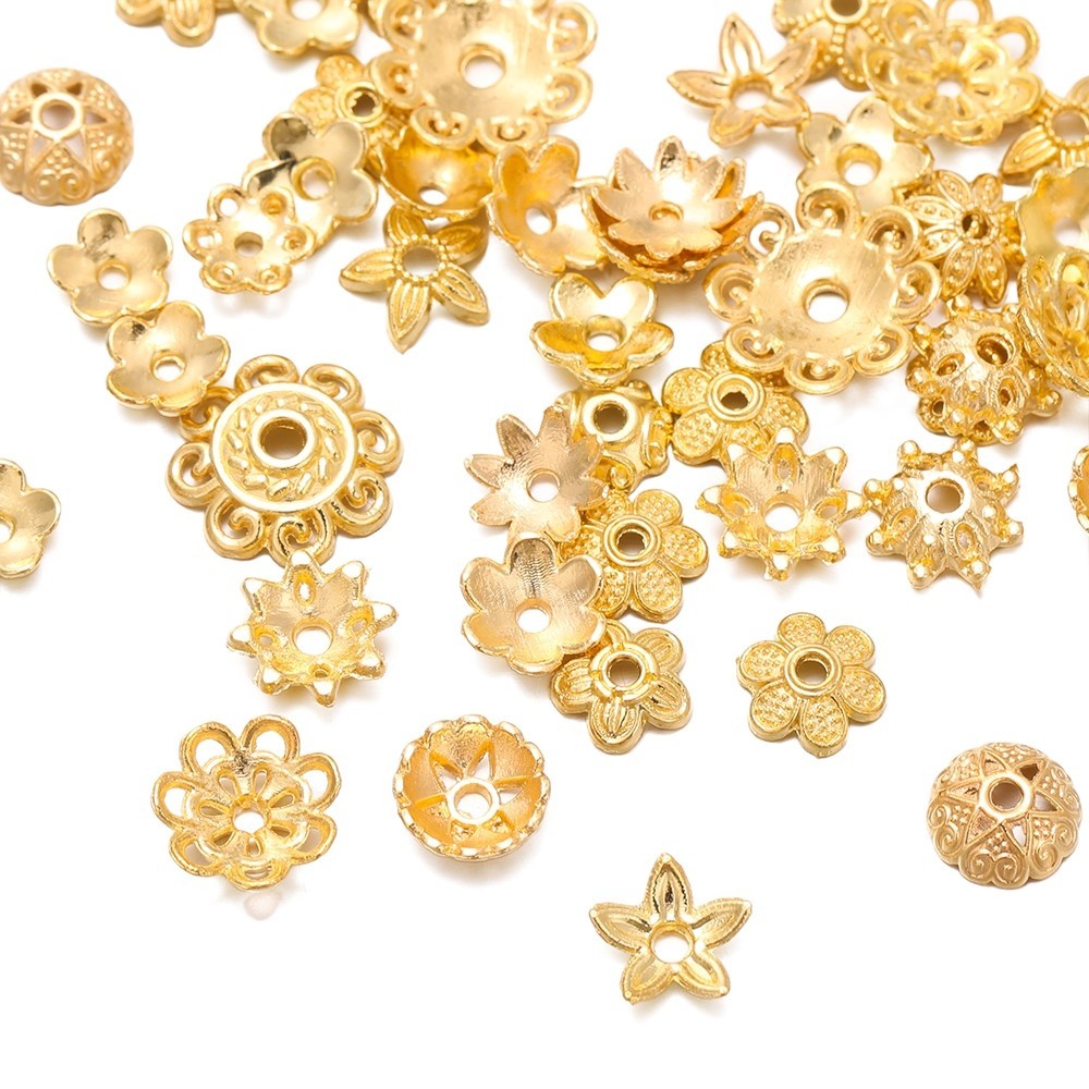 St.kunkka 20 ชิ้น ฝาครอบลูกปัด ลายดอกไม้ สไตล์วินเทจ สําหรับทําเครื่องประดับ