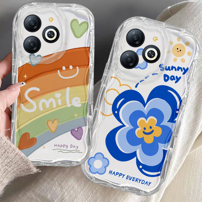 เคส infinix smart 8 โทรศัพท์มือถือนิ่ม แบบใส ลายดอกไม้ สีรุ้ง สําหรับ