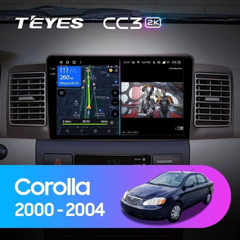 Teyes แผ่น dvd เครื่องเล่นมัลติมีเดีย วิทยุ CC3L CC3 2K GPS Android 10 No 2din 2 din สําหรับ Toyota Corolla E130 E120 2000-2004