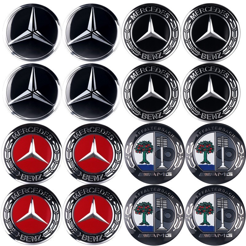 Cod สติกเกอร์รูปลอกดุมล้อรถยนต์ Mercedes Benz AMG 55-56 มม. 4 ชิ้น