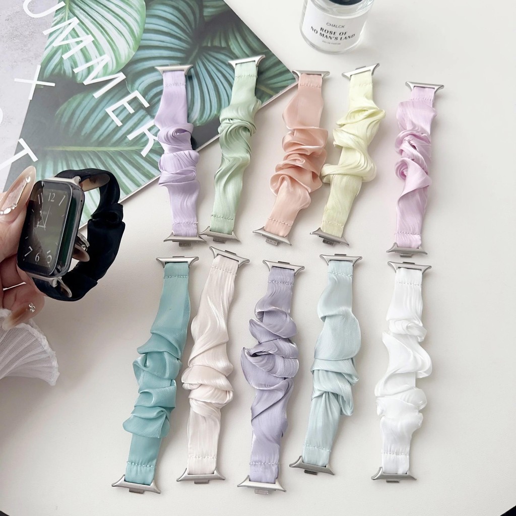 Scrunchie ยืดหยุ่น Candy Loop สําหรับ Miband 8 9 Pro สมาร์ทนาฬิกาสร้อยข้อมือสําหรับ Xiaomi Mi Band 8 Pro สายรัดข้อมืออุปกรณ์เสริม
