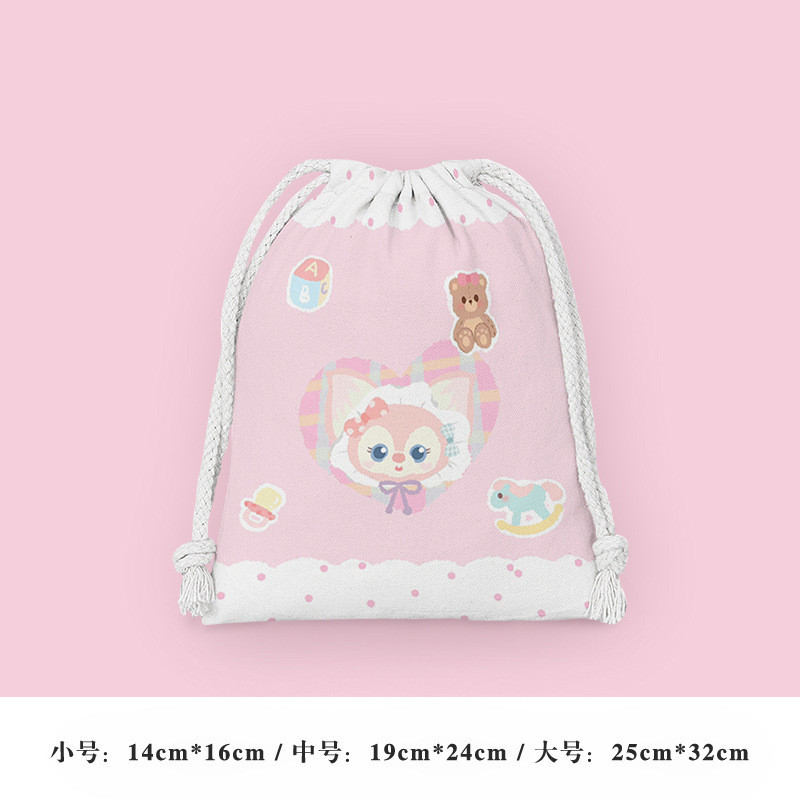 Lingna Belle Drawstring Bag Drawstring Lipstick Bag Cartoon Small Cloth Bag Student Sundries Storage Bag Cosmetic Bag Portable Toiletry Bag ราคา ถูกที่สุด ดีลบีเคเค แกลเลอรีภาพที่ 3