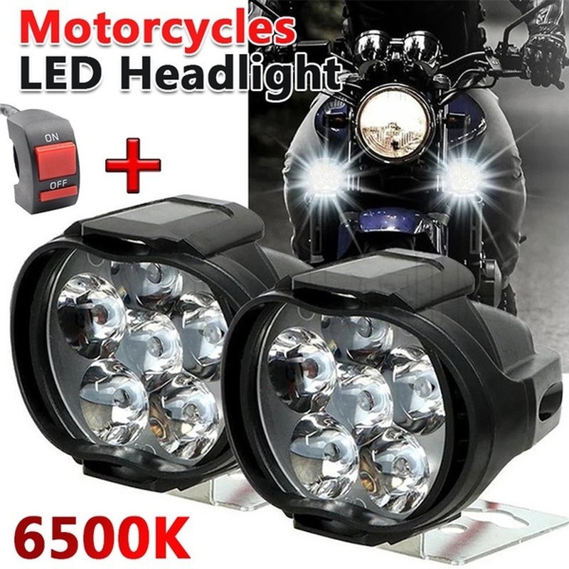 [ขายดี] ไฟหน้ารถจักรยานยนต์ LED 6 ดวง 2 ชิ้น / ไฟสปอตไลท์ สําหรับรถมอเตอร์ไซด์ / ไฟตัดหมอกสว่างมาก / ไฟเสริม ไฟสปอร์ตไลท์ สําหรับรถยนต์