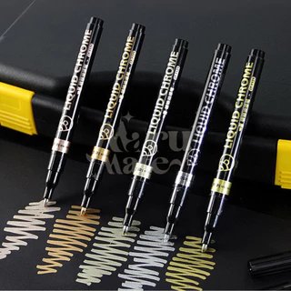 ปากกามาร์คเกอร์ สีเมทัลลิค ปากกาสีเงิน สีโครเมี่ยม ปากกามาร์กเกอร์ซิลเวอร์โกลด์ Liquid Chrome Marker DIY