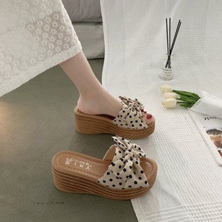 รองเท้ามัฟฟิน พื้นหนา ประดับโบว์ แฟชั่นฤดูร้อน สําหรับผู้หญิ…