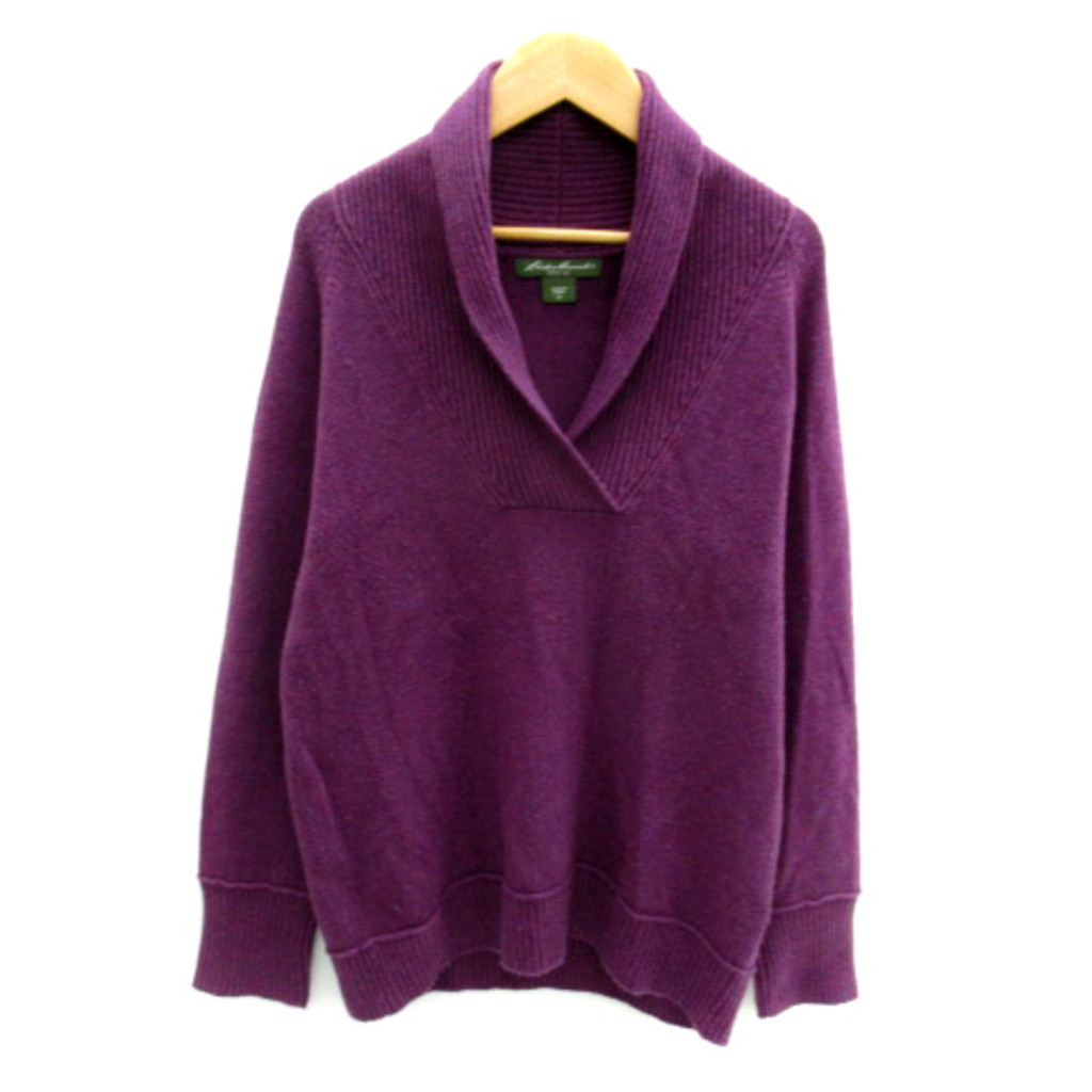 Eddie Bauer knitted sweater shawl collar plain wool blend purple purple Direct from Japan Secondhand