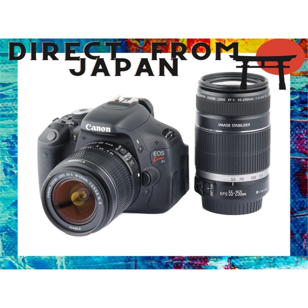 [มือสอง]《สินค้าดี》Canon EOS Kiss X5 + EF-S 18-55mm F3.5-5.6 IS II EF-S55-250mm F4-5.6IS 18 ล้านพิกเซล APS-C กล้องสะท้อนภาพเลนส์เดี่ยวดิจิตอล LCD แบบปรับมุมได้ รุ่นเริ่มต้น เลนส์ซูมเทเลโฟโต้มาตรฐาน Sports Day Recital Snap ขนาดเล็ก น้ำหนักเบา