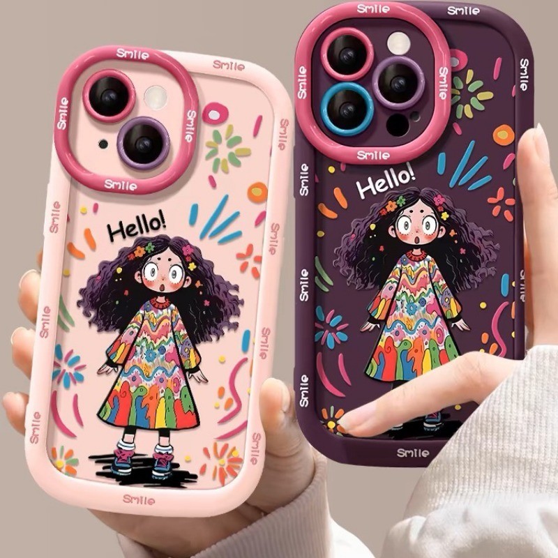 สาวการ์ตูนนุ่มเคสโทรศัพท์สําหรับiPhone 17 16 15 14 13 12 11 Pro Max X Xr Xs Max 7 8 Plusเคสโทรศัพท์ฝาครอบโทรศัพท์