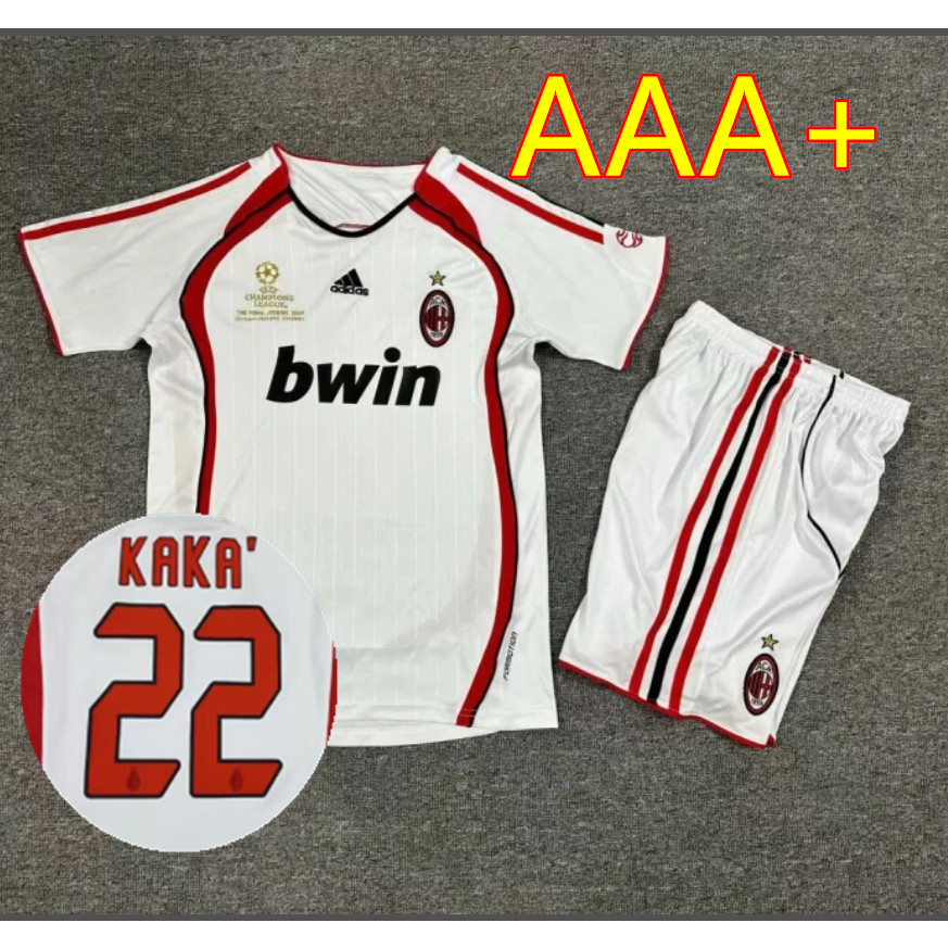 เสื้อกีฬาแขนสั้น ลายทีม AC Milan 06/07 Away 2006 AC Milan KIDS สไตล์เรโทร สําหรับเด็ก