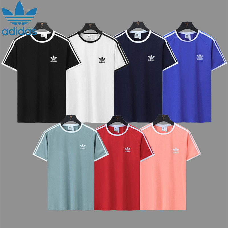 ปักโลโก้ ADlDAS Original Crew Neck T-shirt เสื้อยืดคู่เสื้อยืดผ้าฝ้ายกีฬาแขนสั้น