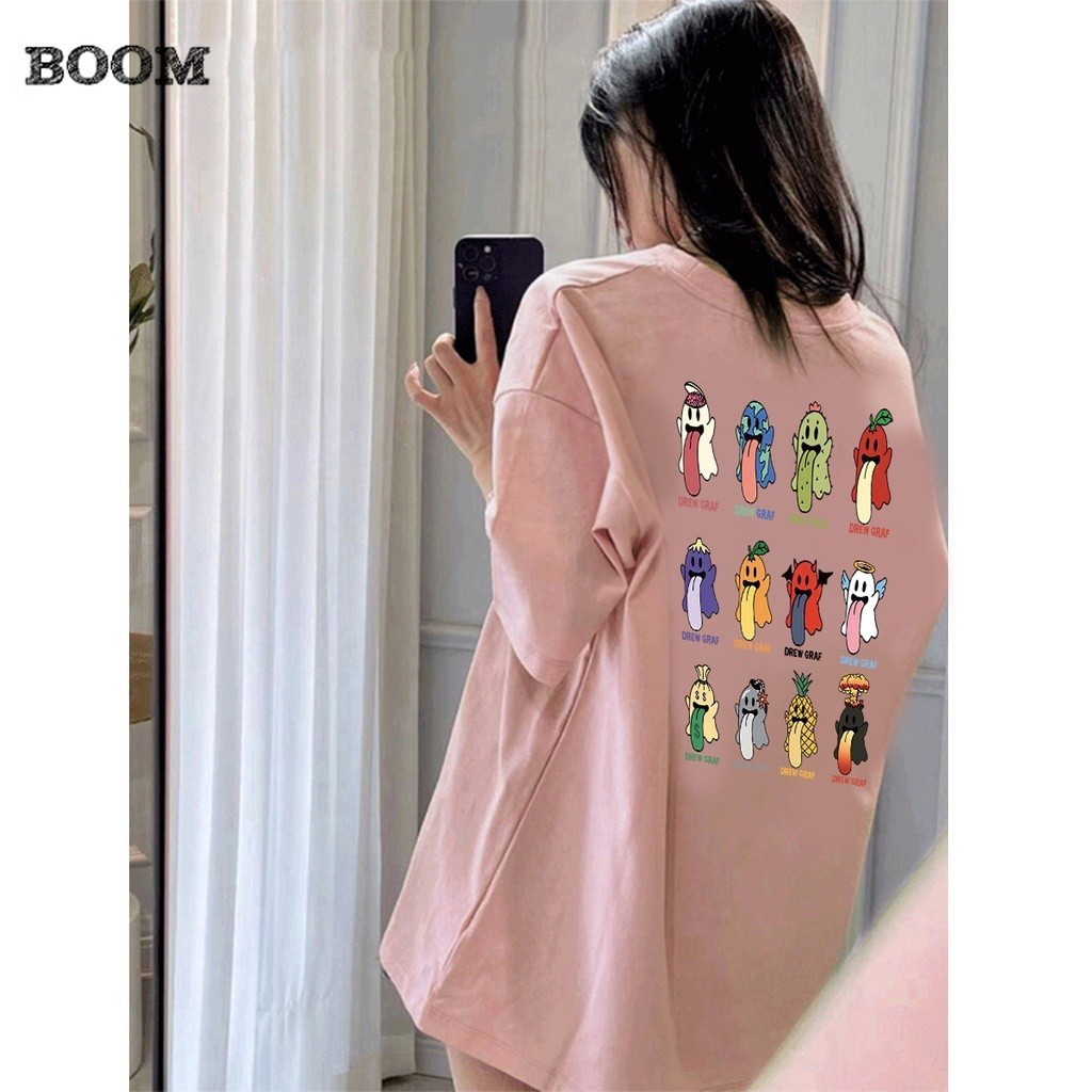 พร้อมส่งใหม่ ใหม่ ทรงหลวม เสื้อยืดแขนสั้นวินเทจ สไตส์อเมริกา มีสามสีจ้า สกรีนลายอักษร กาตูน น่ารักๆ แฟชั่นหน้าร้อน