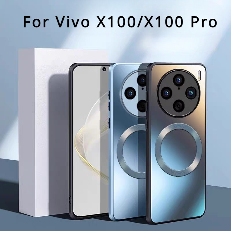 เคสโทรศัพท์มือถืออะคริลิคแข็ง ป้องกันเลนส์แม่เหล็ก สําหรับ Vivo X100 Pro Case X70 X80 X90 Pro