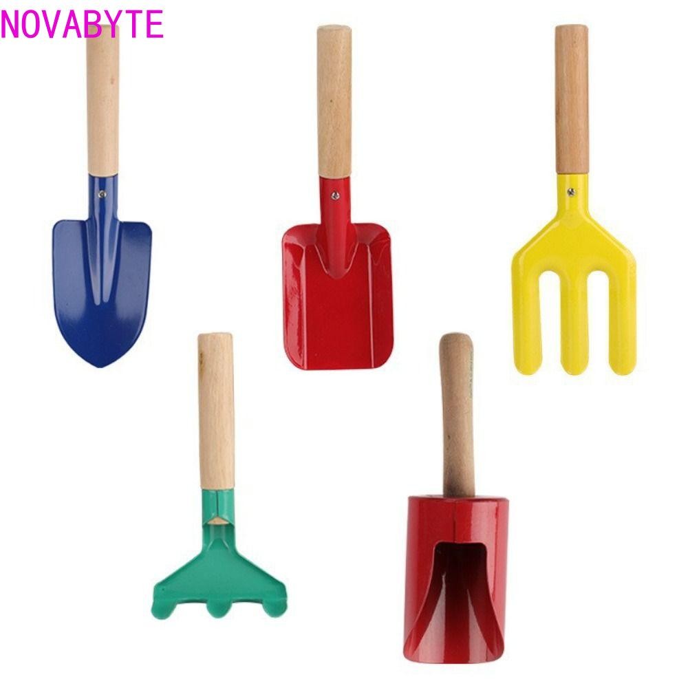 Novabyte เด็กสวนเครื่องมือขุดทรายโลหะพลั่วจอบส้อมของเล่นชายหาด Trowel