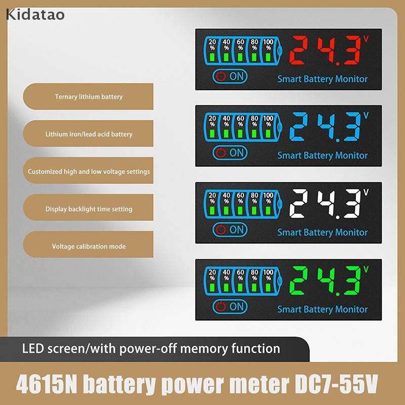 Kidatao 3S-14S DC7-55V แบตเตอรี่ตัวบ่งชี้ระดับ 12V 24V 36V 48V 18650 Lipo ความจุบอร์ดแรงดันไฟฟ้าแบตเตอรี่ชาร์จเครื่องทดสอบใหม่
