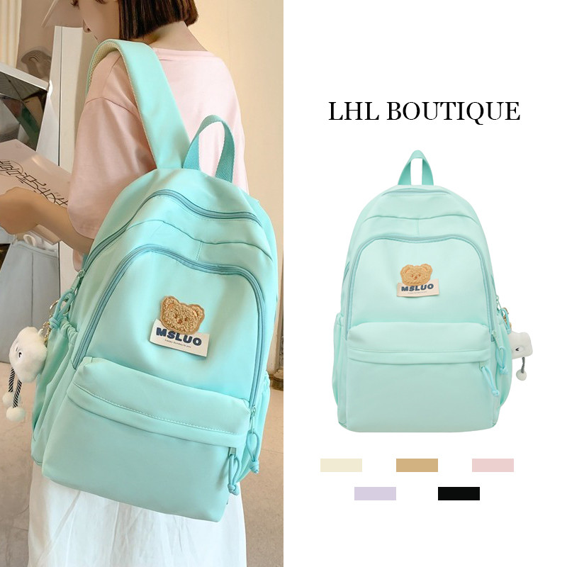 LHL BOUTIQUE กระเป๋าเป้เด็กผู้หญิงสีเหลืองนมเวอร์ชันเกาหลี กระเป๋าเป้สูงมูลค่าสำหรับนักเรียนมัธยมปลาย