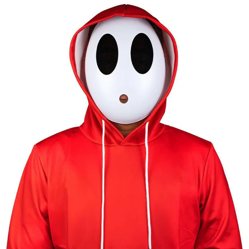 Game Super Luigi Bros Shy Guy Mask Creative Halloween Personality Cosplay Unisex  Full Face White Ma