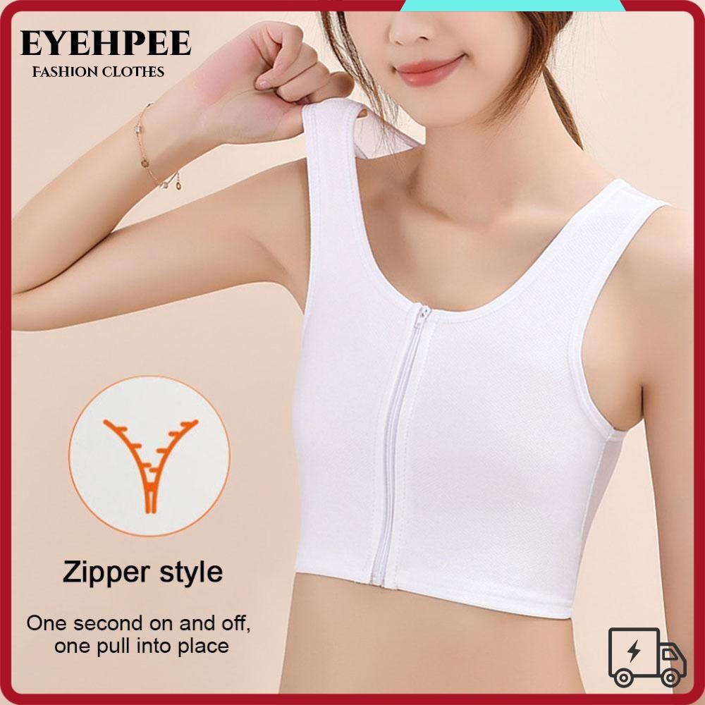EYEHPEE บรารัดตัวซิปอายอาย, ซิปด้านหน้าระบายอากาศไม่ผ้าพันแผลเสื้อกล้าม, เสื้อผ้าสร้างสบายกระชับเหงื่อหน้าอกสําหรับผู้หญิง