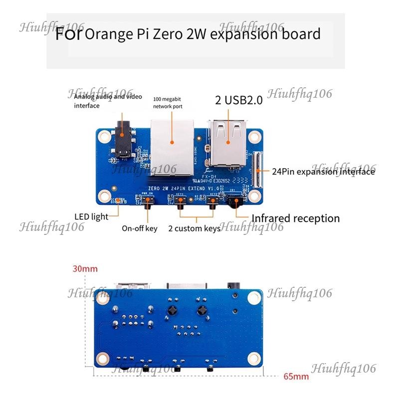Hiuhfhq106For Orange Pi Zero 2 W บอร์ดขยายอินเทอร์เฟซ 100M พอร์ตเครือข่าย + USB 2.0 + Analog Audio และอินเทอร์เฟซวิดีโออุปกรณ์เสริม 1 ชุด