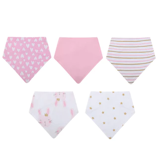 Kiddiezoom 5 ชิ้น/เซ็ตผ้ากันเปื้อนเด็กผ้าพันคอสามเหลี่ยมผ้าฝ้ายทารกผ้าพันคอ Bib ทารกแรกเกิด Feeding ผ้าเช็ดน้ําลาย