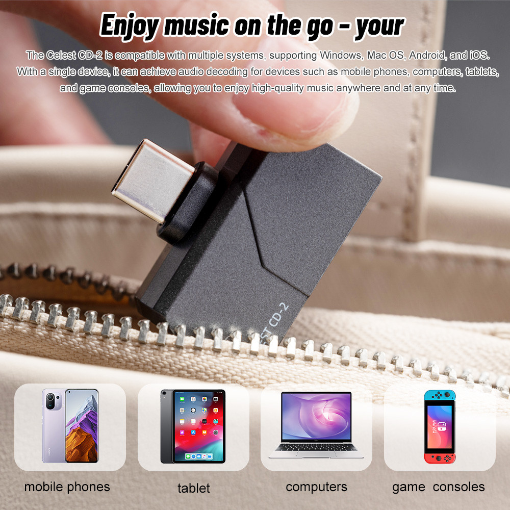Celes CD-2 แบบพกพา DAC เครื่องขยายเสียงหูฟัง DSD Amp HiFi รองรับ 32bit/384kHz 3.5 มม.4.4 มม.สําหรับ Android Win10