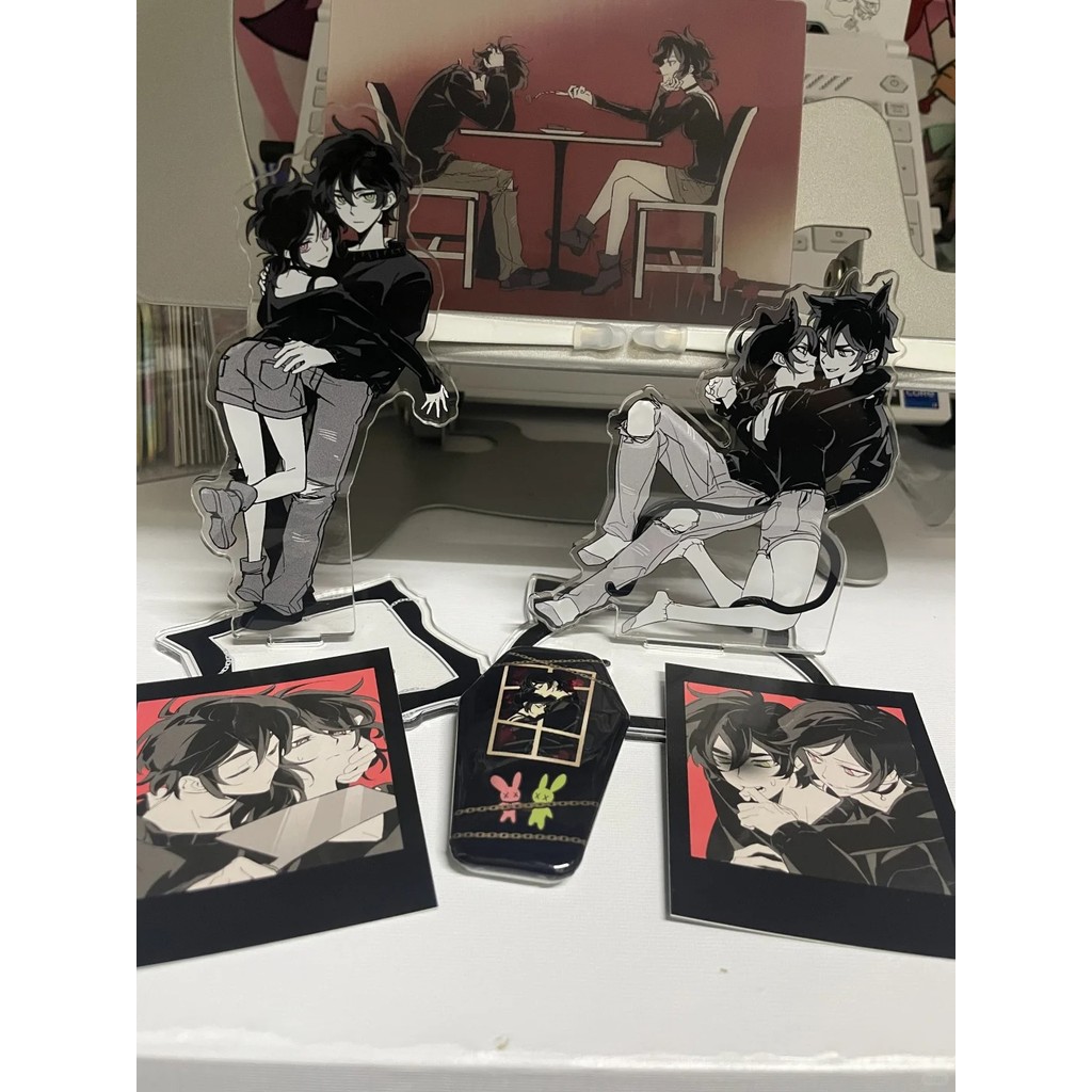The Coffin of Andy และ Leyley ขาตั้งอะคริลิค Kawaii สีดําสีขาวรูปแสดงสินค้าเกมคอลเลกชันตกแต่งโต๊ะ Ac