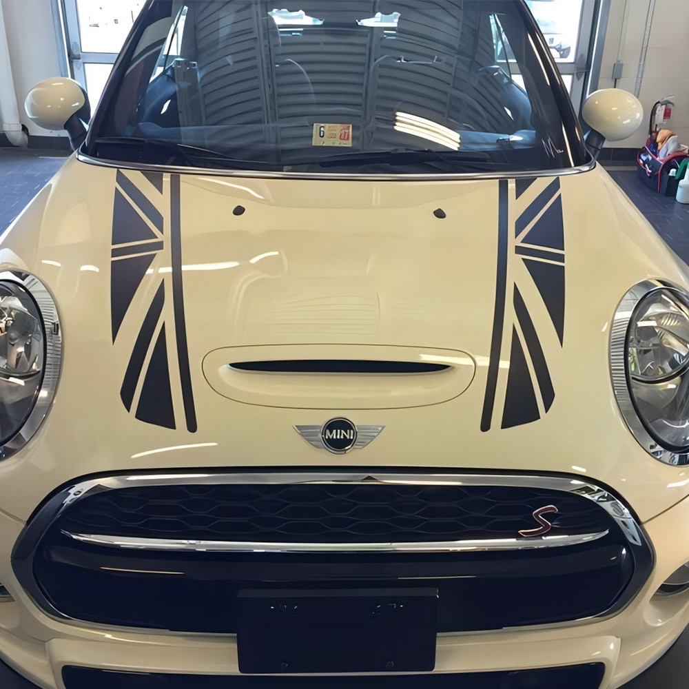 รถ Hood เครื่องยนต์สติกเกอร์ Union Jack จัดแต่งทรงผมสําหรับ Mini Cooper S F54 F55 F56 F60 R53 R55 R5