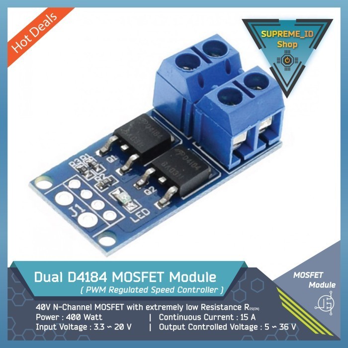 Dual D4184 โมดูล MOSFET กําลังสูง - PWM Switch Trigger Speed Control