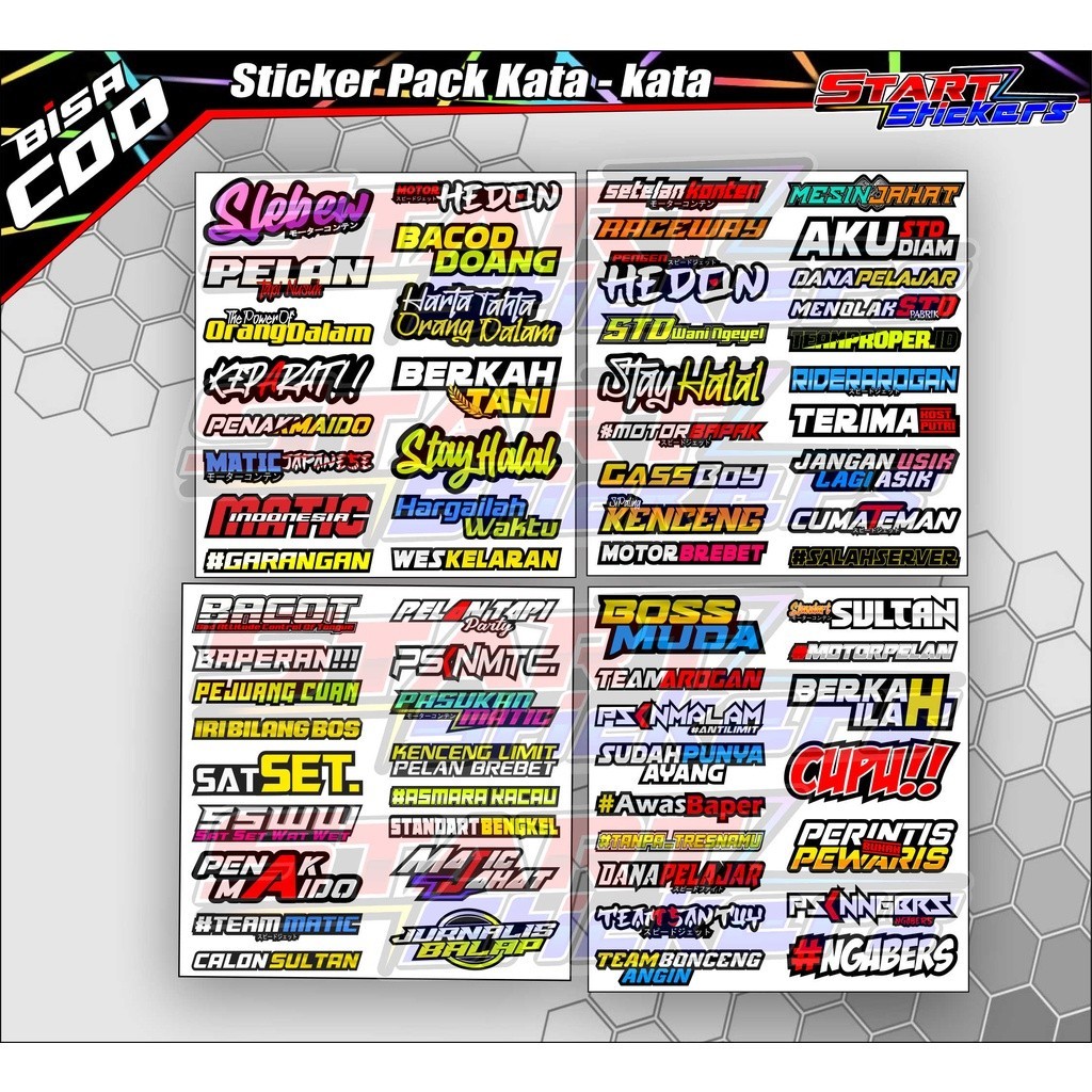 RACING WORDS STICKER PACK / HEREX STICKER PACK / COOL STICKER PACK / HOLOGRAM STICKER PACK