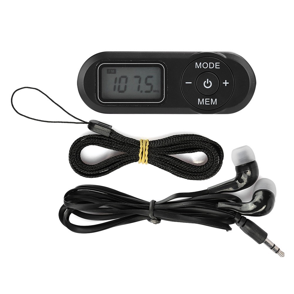 Concon วิทยุ FM Sixx พร้อมหูฟังเครื่องเล่นเพลงดิจิตอล LCD ขนาด 1.1 นิ้วสีดำ