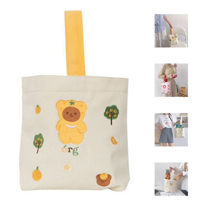 Tote Lunch Bag Cartoon Animal Style Large Capacity Vivid Colors Durable Canvas Sack for Box Book Snacks