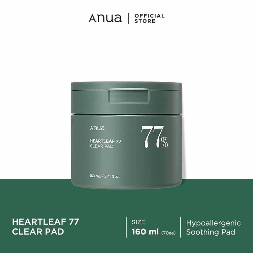 Anua Heartleaf 77% toner pad cotton, containing patented anti sebum P, daily toner pad