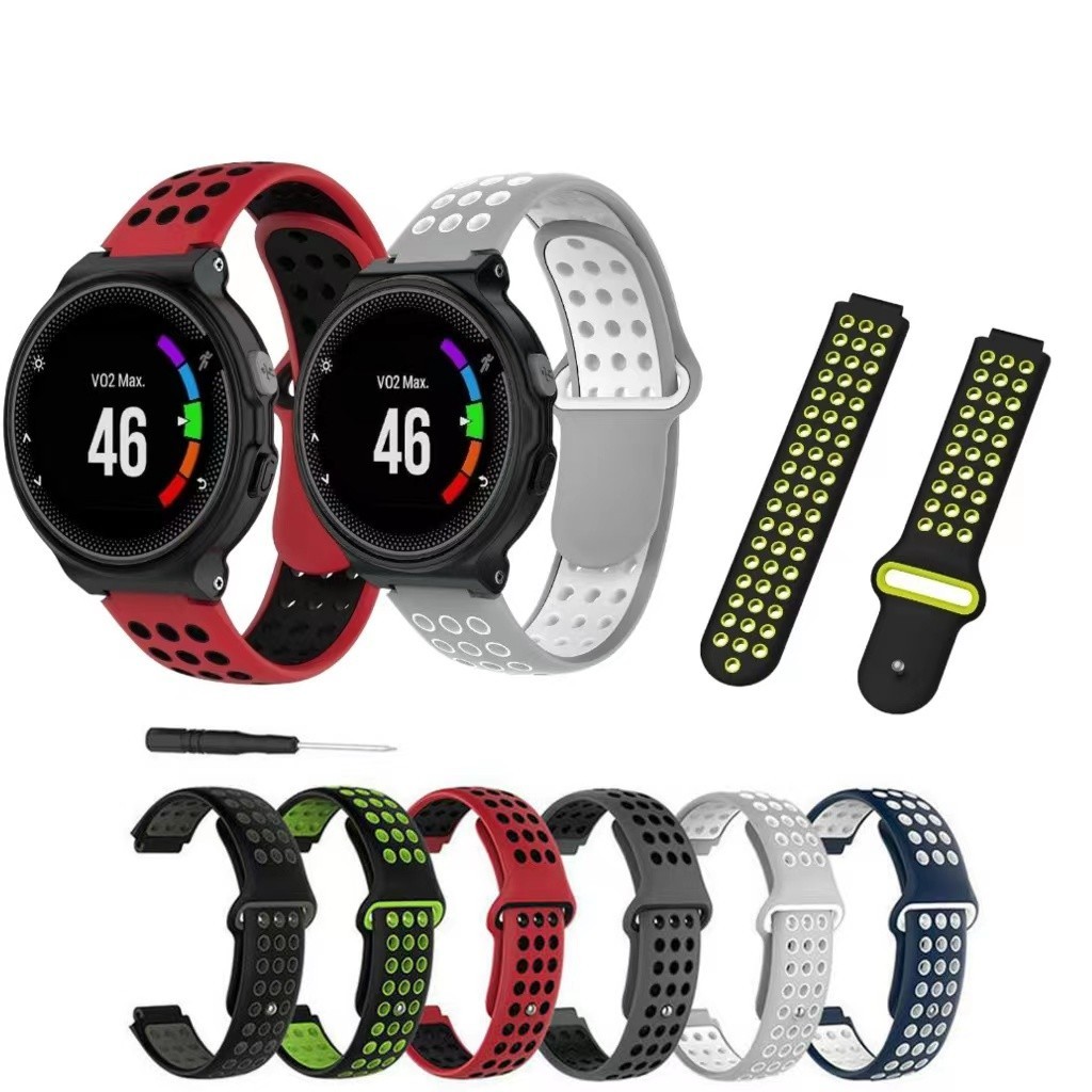 สายนาฬิกาGarmin Forerunner235 230 220 620 630 735 Approach s20 S5S6ซิลิโคนสองสีทดแทนระบายอากาศ - รูปที่ 2