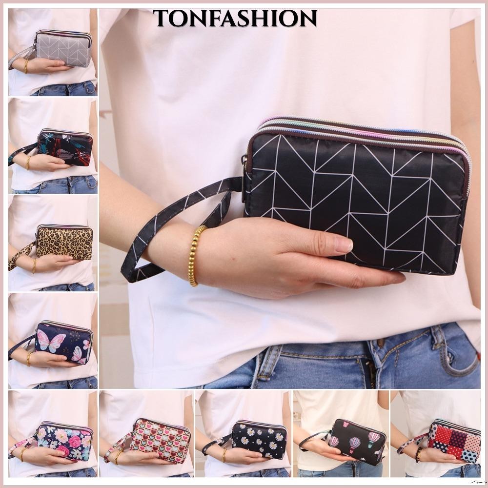 Tonfashion กระเป๋าสตางค์ กระเป๋าคลัทช์ กระเป๋าใส่เหรียญ ขนาดเล็ก ผ้าแคนวาส กันน้ํา ใส่บัตรได้ แฟชั่นสําหรับผู้หญิง