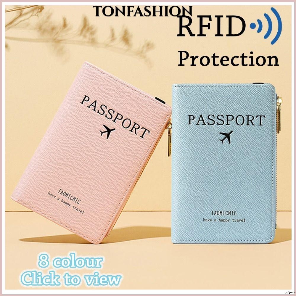 Tonfashion RFID ปกหนังสือเดินทาง บางเฉียบ เอกสารแพคเกจ หนัง PU ที่ใส่หนังสือเดินทาง เรียบง่าย