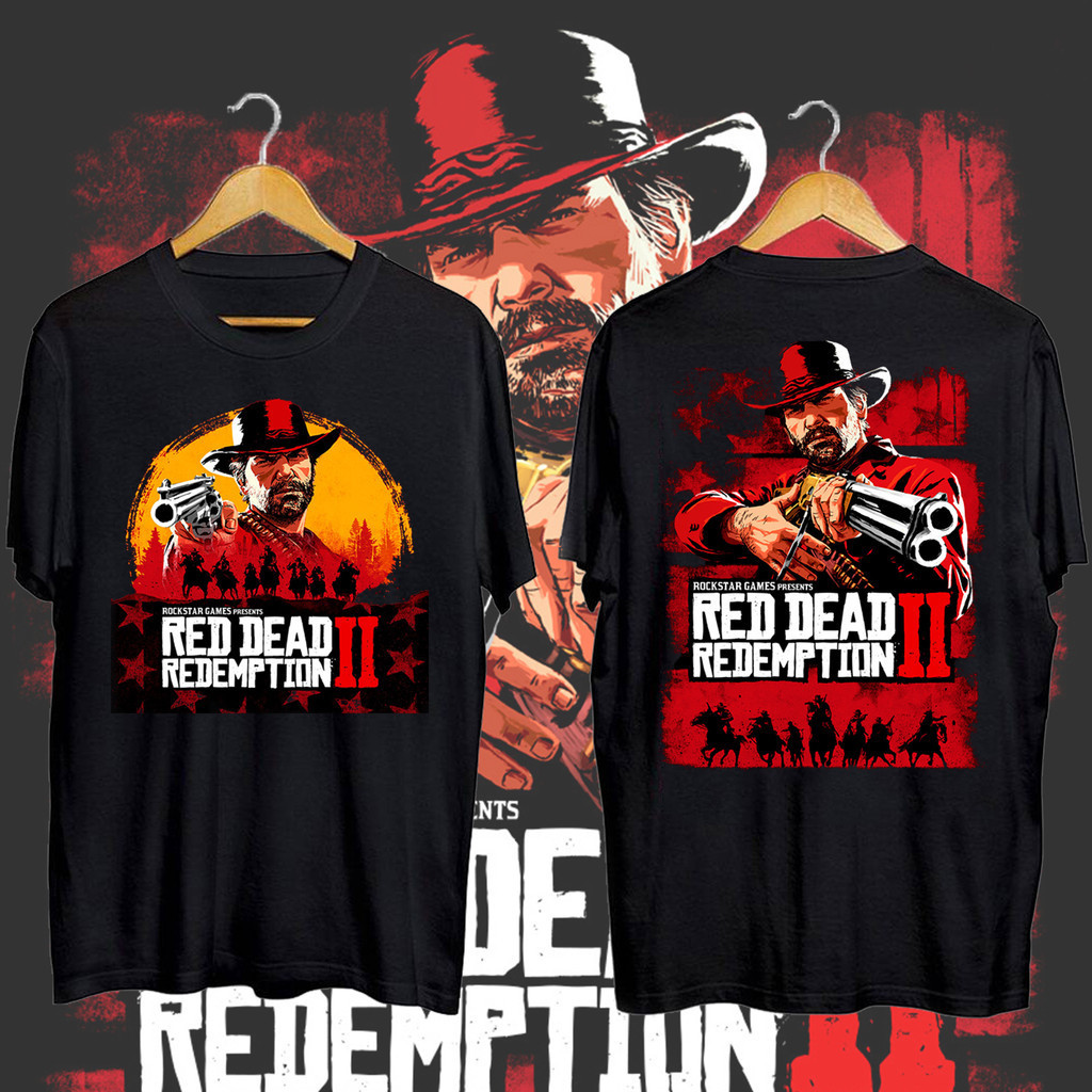 เสื้อยืดเกมผจญภัยแข่งขันใหม่ล่าสุดแฟชั่น Red Dead Redemption 2 (Red Dead Redemption 2) เสื้อยืดผ้าฝ้ายแท้ 100%