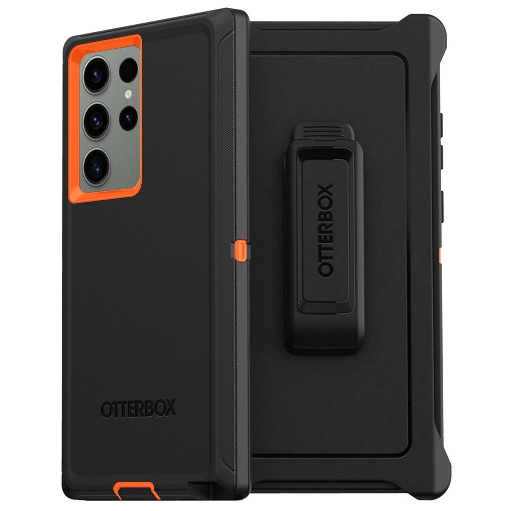 Otterbox Defender เคสกันกระแทก สําหรับ Samsung S24 Ultra S23 Ultra S22 Ultra (สีดํา / สีส้ม) OtterBox
