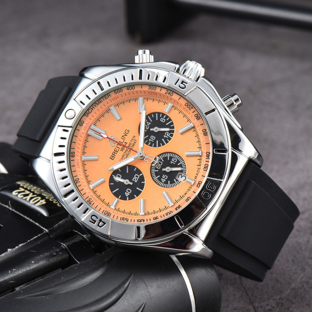 Breitling นาฬิกาข้อมือควอตซ์แฟชั่น สายยาง กันน้ํา สําหรับบุรุษ