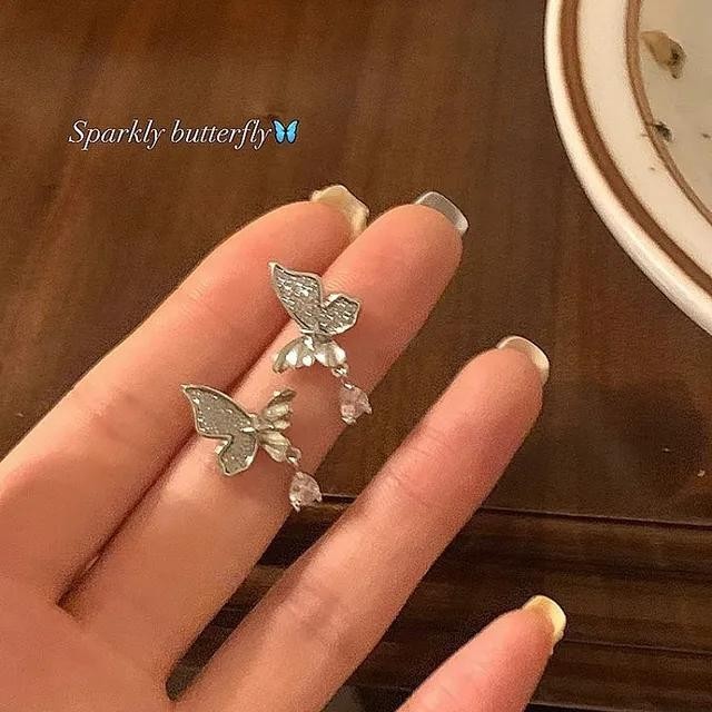 Cey498b ต่างหูแบบหนีบ รูปผีเสื้อ ประดับโบว์ สวยหรู ไม่ต้องเจาะรู - รูปที่ 5