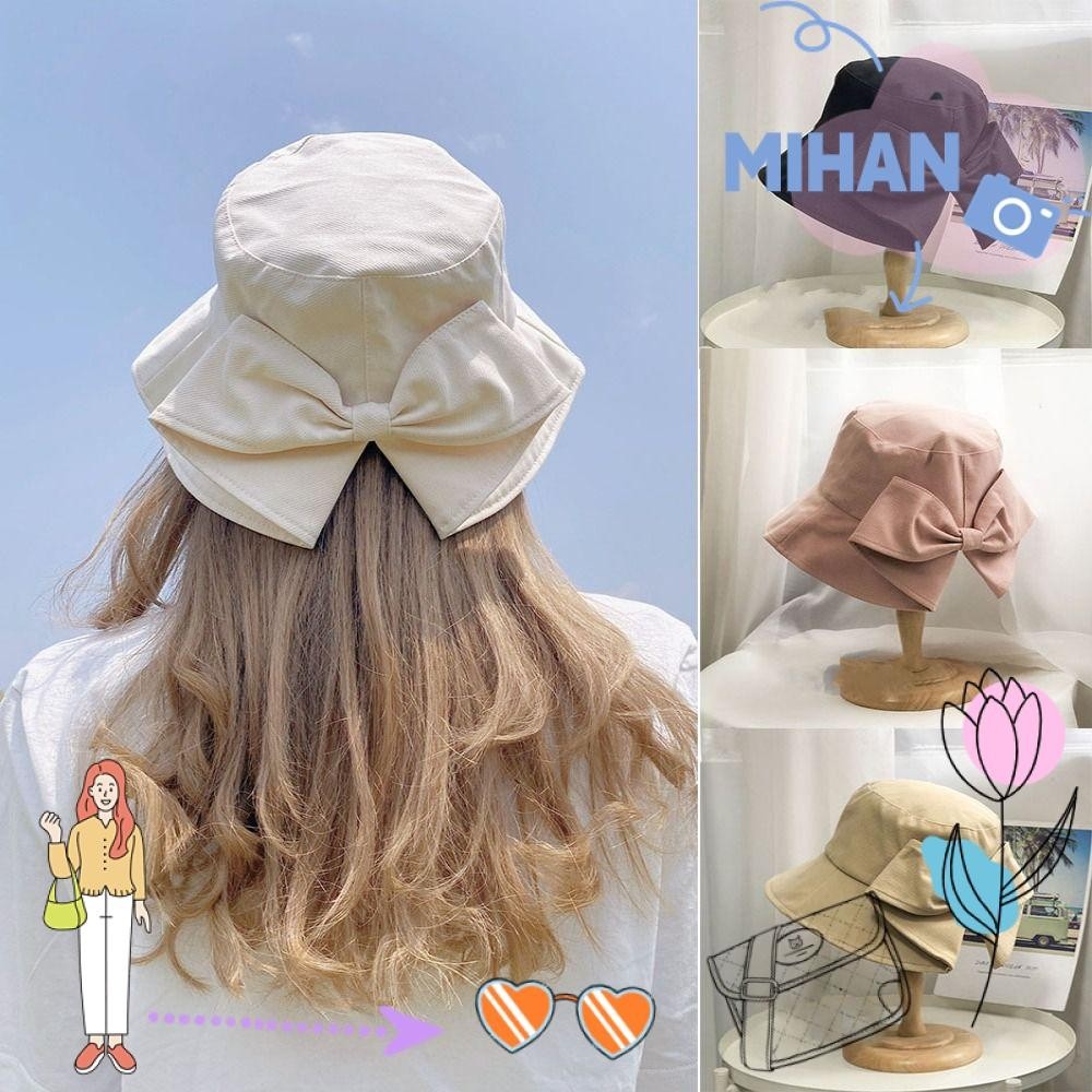 Mh หมวกบักเก็ต ผ้าฝ้าย กันแดด สไตล์ชาวประมง ฤดูร้อน สําหรับผู้หญิง 10 สี