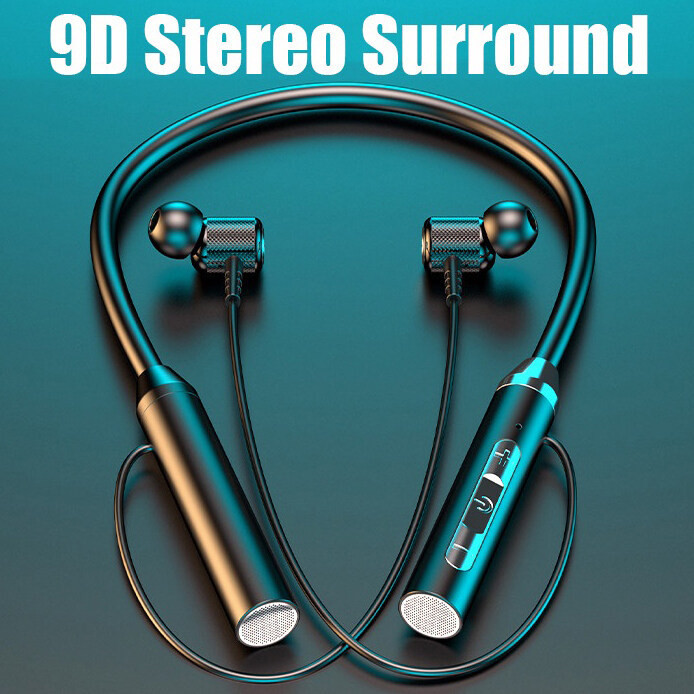 ชุดหูฟังสเตอริโอบลูทูธ 5.0 แบบคล้องคอ ระบบเสียงเซอร์ราวด์ 9D ชุดหูฟังชนิดใส่ในหูสเตอริโอเบสแบบสเตอริโอ พร้อมไมโครโฟน