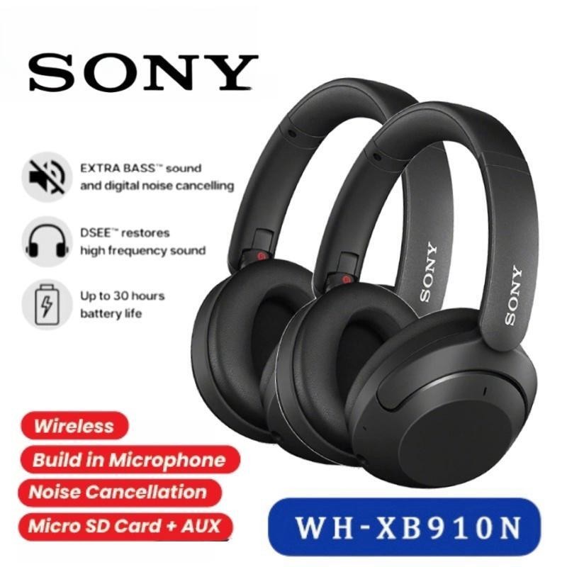 Sony WH-XB910N หูฟังบลูทูธไร้สาย ตัดเสียงรบกวน ซับวูฟเฟอร์ หูฟังแบบครอบหู แบบพกพา พับได้