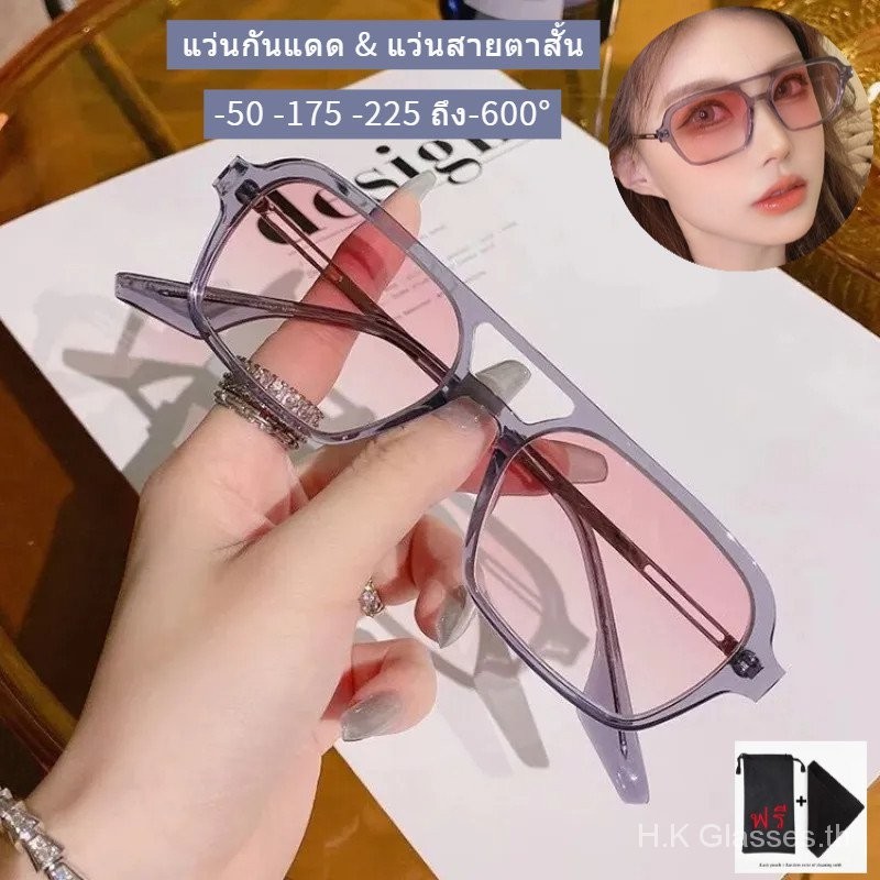 แว่นกันแดด สายตาสั้น (0°ถึง 600°)) แว่นตากรองแสง UV400 ป้องกันรังสีอัลตราไวโอเลต สไตล์เรโทร สําหรับขับรถ