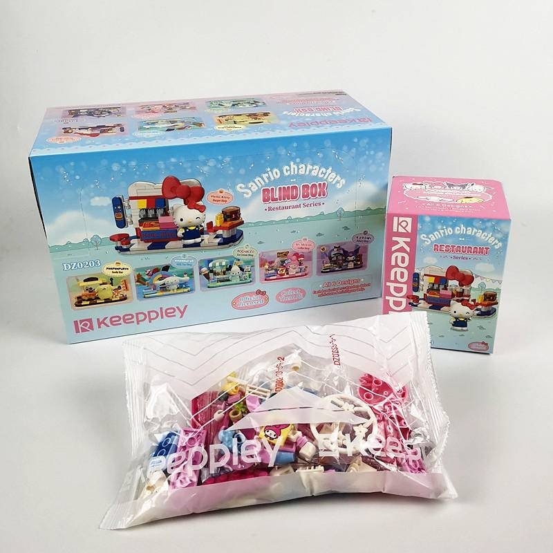 Keeppley Sanrio Kitty Melody Pompompurin Kuormi Pochacco Cinnamoroll Restarunt Building Blocks Brick