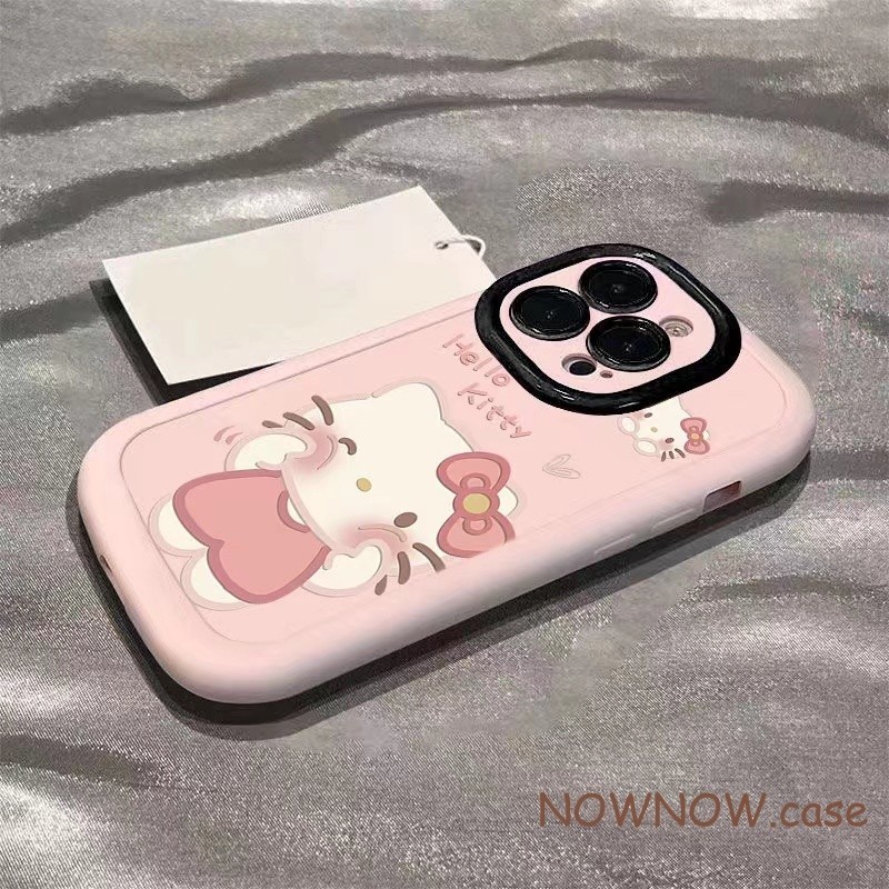 เคสโทรศัพท์มือถือแบบนิ่ม กันกระแทก ลายการ์ตูนเฮลโลคิตตี้ สีชมพู สําหรับ iPhone 15 14 13 12 11 Pro MAX X XR XS MAX 7 8 Plus