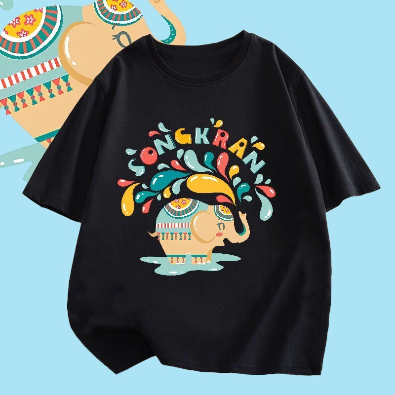 สีขาว a [พร้อมส่ง] เสื้อสงกรานต์ Songkran 2024 2567 ฝ้าย 100%  ไม่จำกัดเพศ ราคาถูก