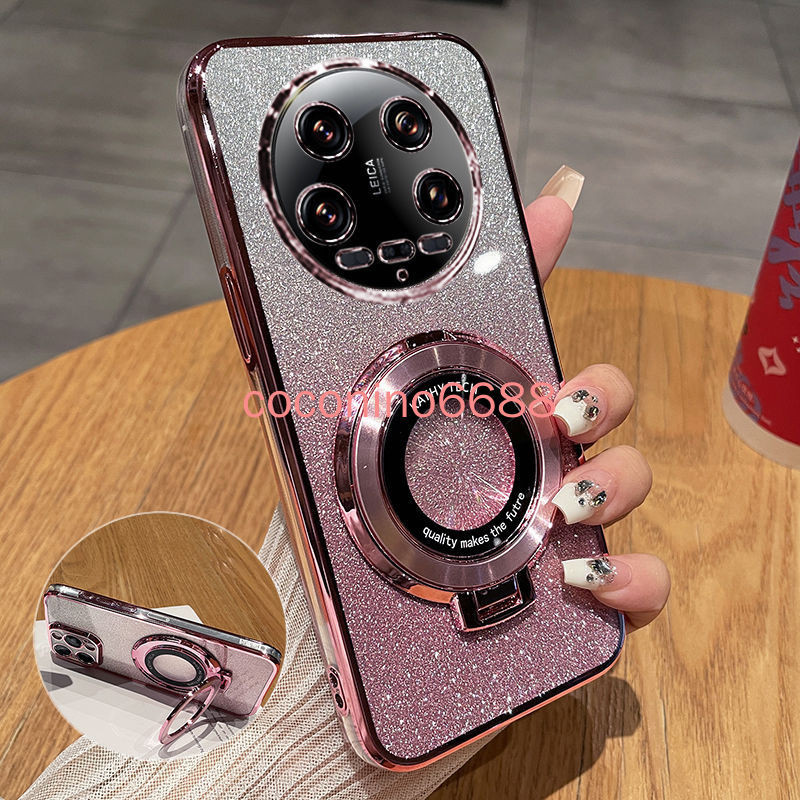 เคสโทรศัพท์มือถือ ชุบไฟฟ้า กันกระแทก พร้อมขาตั้ง สําหรับ Xiaomi 14Ultra 14pro Xiaomi 14 ultra 5G